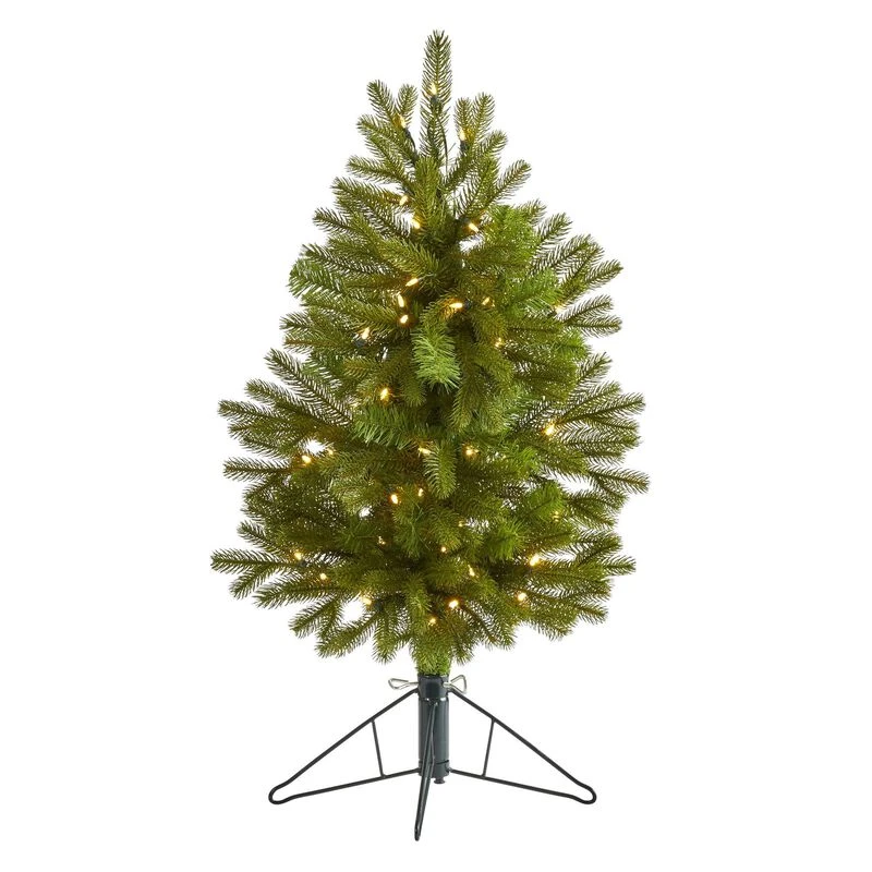 Nearly Natural 3-ft Cambridge Spruce Flat Back Artificial Christmas Tree With 50 Warm White (Multifunction) LED Lights And 113 Bendable Branches Green 1 Nearly Natural 3-ft Cambridge Spruce Flat Back Artificial Christmas Tree With 50 Warm White (Multifunction) LED Lights And 113 Bendable Branches Green