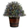 Nearly Natural 26-in Flocked Artificial Christmas Shrub With Pinecones, 150 Multicolored LED Lights And 280 Bendable Branches In Decorative Planter