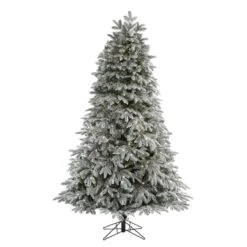 Nearly Natural 7-ft Flocked Colorado Mountain Fir Artificial Christmas Tree With 700 Warm White Microdot (Multifunction) LED Lights With Instant Connect Technology And 1455 Bendable Branches