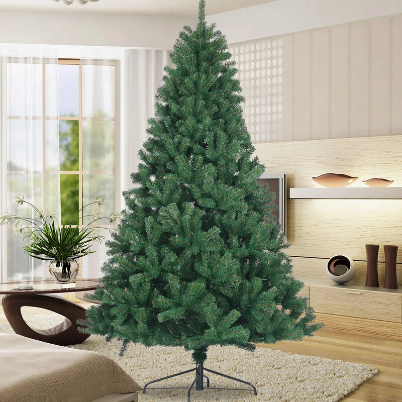 Artificial Christmas Tree Full Natural Spruce PVC Fir Tree 7.5ft Foldable Metal Stand Unlit Green Green 4 Artificial Christmas Tree Full Natural Spruce PVC Fir Tree 7.5ft Foldable Metal Stand Unlit Green Green - Image 4