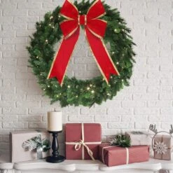 48-Inch Classic Green Pine Christmas Wreath - Add Festive Charm To Your Holiday Decor -Sunnydaze Decor Shop c6c72a38bf8e4ff48e75d3f607d66733