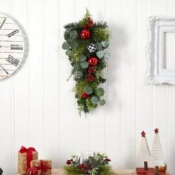Nearly Natural 26-in Holiday Christmas Greenery Ornament Artificial Swag -Sunnydaze Decor Shop c72cf5cdb36d455aa610f9805d9a849e