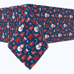 Fabric Textile Products, Inc. Rectangular Tablecloth, 100% Cotton, Red Christmas Symbols Red