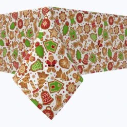 Fabric Textile Products, Inc. Rectangular Tablecloth, 100% Cotton, Christmas Cookies Green