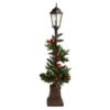 Nearly Natural 5-ft Holiday Decorated Lamp Post With Artificial Christmas Greenery, Ornaments And 50 LED Lights, Indoor Outdoor Patio Porch Decor