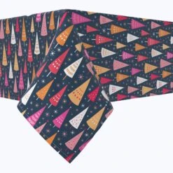 Fabric Textile Products, Inc. Square Tablecloth, 100% Cotton, Festive Bright Christmas Trees Pink