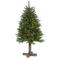 Nearly Natural 5-ft Napa Valley Pine Artificial Christmas Tree With 200 Warm White LED Lights, 335 Bendable Branches On A Faux Wood Stand