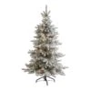 Nearly Natural 7-ft Flocked West Virginia Spruce Artificial Christmas Tree With 400 Clear Lights And 1468 Bendable Branches Green