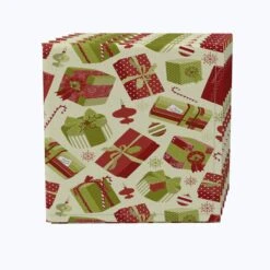 Fabric Textile Products, Inc. Napkin Set Of 4, 100% Cotton, Retro Christmas Gift Boxes