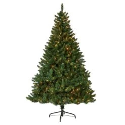 Nearly Natural 7-ft Northern Rocky Spruce Artificial Christmas Tree With 400 Clear Lights And 1330 Bendable Branches