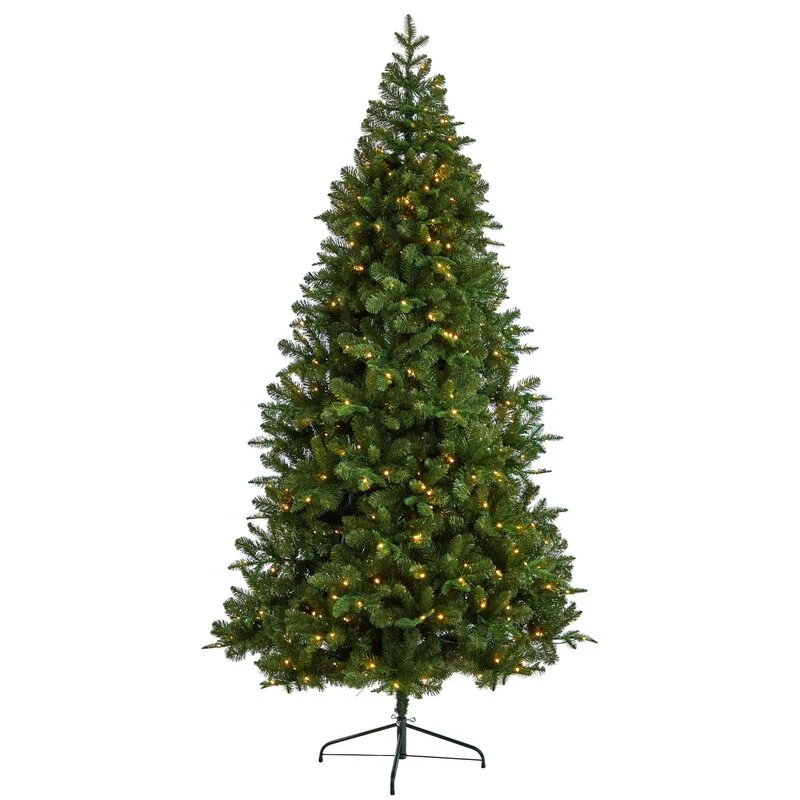 Nearly Natural 8-ft Grand Teton Spruce Flat Back Artificial Christmas Tree With 280 Warm White LED Lights And 1208 Bendable Branches 1 Nearly Natural 8-ft Grand Teton Spruce Flat Back Artificial Christmas Tree With 280 Warm White LED Lights And 1208 Bendable Branches