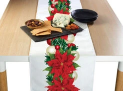 Fabric Textile Products, Inc. Table Runner, 100% Polyester, Christmas Poinsettia Garland Red