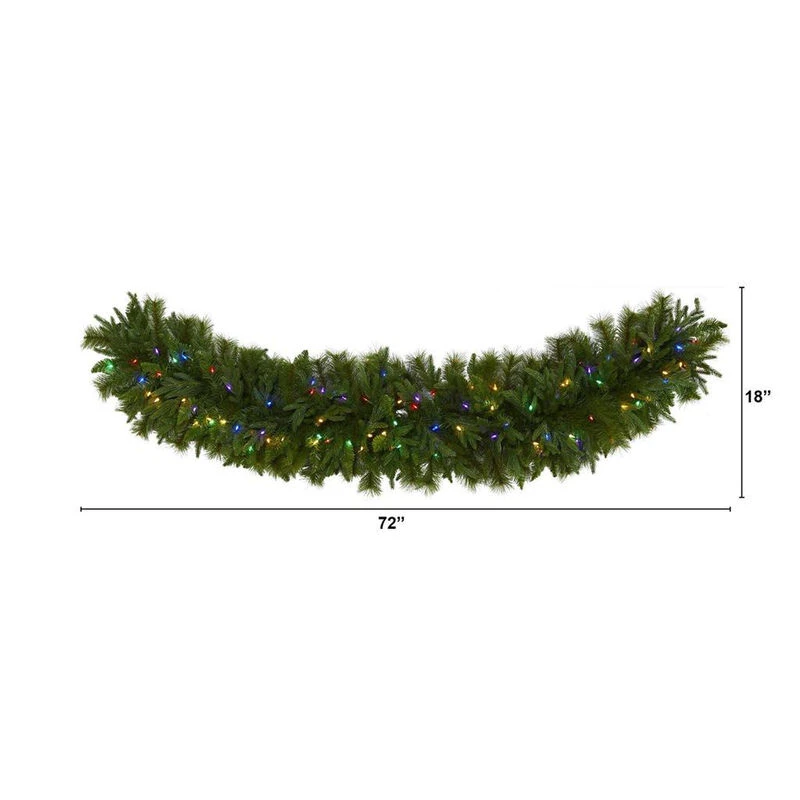 Nearly Natural 6-ft X 18-in Christmas Pine Extra Wide Artificial Garland With 100 Multicolored LED Lights 3 Nearly Natural 6-ft X 18-in Christmas Pine Extra Wide Artificial Garland With 100 Multicolored LED Lights - Image 3