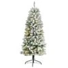 Nearly Natural 5-ft Slim Flocked Montreal Fir Artificial Christmas Tree With 150 Warm White LED Lights And 491 Bendable Branches Green