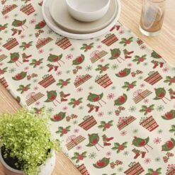 Fabric Textile Products, Inc. Table Runner, 100% Cotton, Christmas Celebration Orange -Sunnydaze Decor Shop d3ab6cc608a7431ab19ce77aadb32fbf