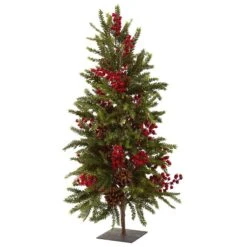 Nearly Natural 36-in Pine & Berry Christmas Tree