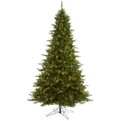 Nearly Natural 9-ft Vermont Spruce Artificial Christmas Tree With 850 Warm White (Multifunction) LED Lights With Instant Connect Technology And 1984 Bendable Branches Green