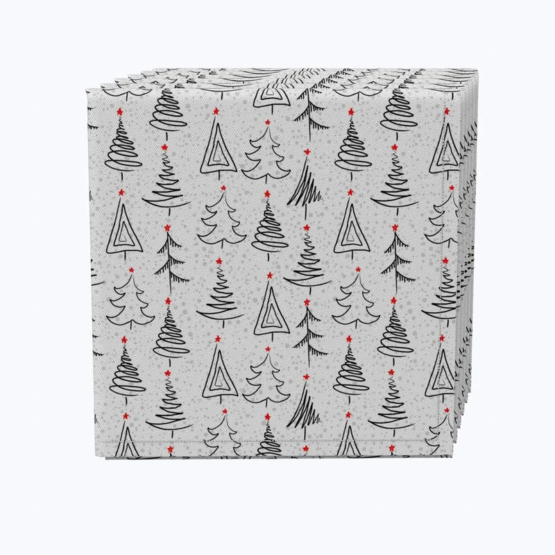 Fabric Textile Products, Inc. Napkin Set Of 4, 100% Cotton, Christmas Tree Doodles 1 Fabric Textile Products, Inc. Napkin Set Of 4, 100% Cotton, Christmas Tree Doodles