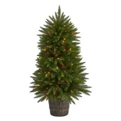 Nearly Natural 5-ft Sierra Fir Artificial Christmas Tree With 200 Multicolored Lights And 428 Bendable Branches In Decorative Container