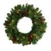 Nearly Natural 20-in Frosted Pine Artificial Christmas Wreath With Pinecones, Berries And 35 Warm White LED Lights
