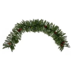 Nearly Natural 6-ft Mixed Alaskan Pines And Pinecones Artificial Christmas Garland 50 Warm White LED Lights