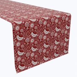 Fabric Textile Products, Inc. Table Runner, 100% Cotton, Christmas Ornaments Allover Red Red