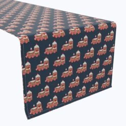 Fabric Textile Products, Inc. Table Runner, 100% Cotton, Christmas Gingerbread Train Red