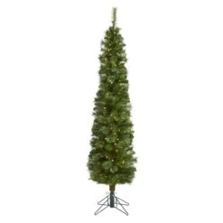 Nearly Natural 6-ft Green Pencil Artificial Christmas Tree With 150 Clear (Multifunction) LED Lights And 264 Bendable Branches Green