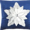 HomeRoots 16" X 16" Navy And Silver Zippered Handmade 100% Cotton Christmas Throw Pillow