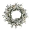 Nearly Natural 24-in Flocked Artificial Christmas Wreath With 50 LED Lights