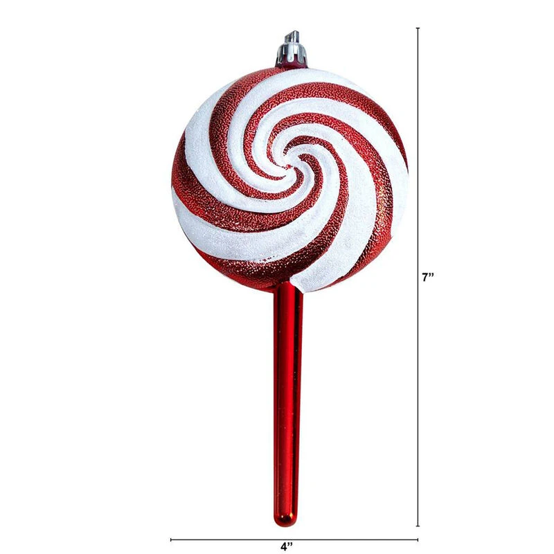 Nearly Natural 7-in Candy Cane Lollipop Holiday Deluxe Christmas Shatterproof Ornament Set Of 4 3 Nearly Natural 7-in Candy Cane Lollipop Holiday Deluxe Christmas Shatterproof Ornament Set Of 4 - Image 3