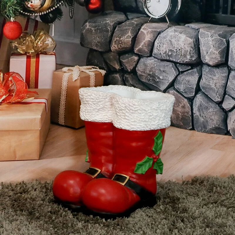 Sunnydaze Decor Sunnydaze Santa Boots Indoor/Outdoor Christmas Statue - 13 In 2 Sunnydaze Decor Sunnydaze Santa Boots Indoor/Outdoor Christmas Statue - 13 In - Image 2
