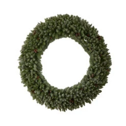 Nearly Natural 6-ft Giant Flocked Artificial Christmas Wreath With Pinecones, 400 Clear LED Lights And 920 Bendable Branches -Sunnydaze Decor Shop ede469b543734d1d9af7de094b540269