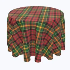 Fabric Textile Products, Inc. Round Tablecloth, 100% Polyester, Christmas Plaid Red