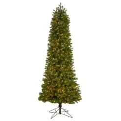 Nearly Natural 8.5-ft Slim Colorado Mountain Spruce Artificial Christmas Tree With 900 (Multifunction With Remote Control) Warm White Micro LED Lights With Instant Connect Technology And 1664 Bendable Branches Green