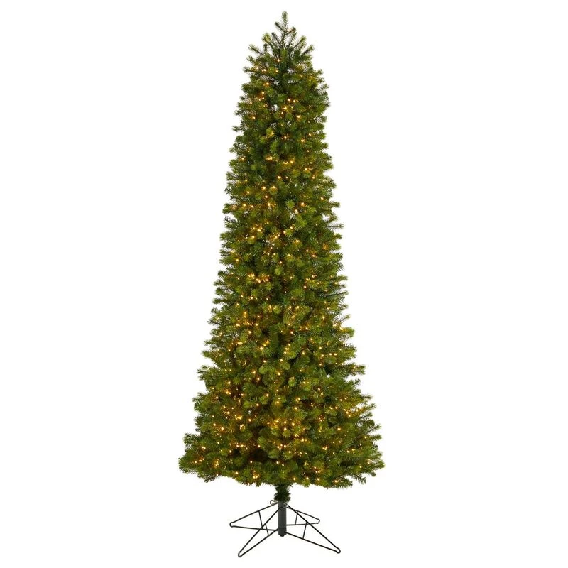 Nearly Natural 8.5-ft Slim Colorado Mountain Spruce Artificial Christmas Tree With 900 (Multifunction With Remote Control) Warm White Micro LED Lights With Instant Connect Technology And 1664 Bendable Branches Green 1 Nearly Natural 8.5-ft Slim Colorado Mountain Spruce Artificial Christmas Tree With 900 (Multifunction With Remote Control) Warm White Micro LED Lights With Instant Connect Technology And 1664 Bendable Branches Green