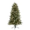 Nearly Natural 5-ft Flocked Whistler Mountain Fir Artificial Christmas Tree With 250 Warm White LED Lights With Instant Connect Technology, 28 Globe Bulbs, Pine Cones And 480 Bendable Branches