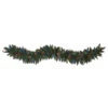 HomPlanti 6' Snow Dusted Artificial Christmas Garland With 50 Multicolored LED Lights, Berries And Pinecones