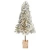 Nearly Natural 5-ft Winter Flocked Leaning Artificial Christmas Tree Pre-Lit With 150 LED Lights And 288 Bendable Branches In Decorative Planter