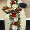 Fabric Textile Products, Inc. Table Runner, 100% Polyester, Textured Christmas Garland Border Red