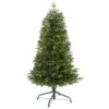 Nearly Natural 4-ft Vermont Fir Artificial Christmas Tree With 100 Clear LED Lights Green