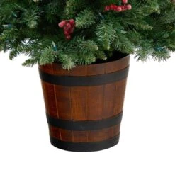 HomPlanti 5 Feet Frosted Colorado Aspen Pre-Lit Artificial Porch Christmas Tree With 200 LED Lights, 426 Bendable Branches And Berries In Decorative Planter -Sunnydaze Decor Shop f404dd5732174092a5b66741f493e7a6