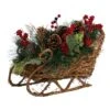 Nearly Natural 18-in Christmas Sleigh With Pine, Pinecones And Berries Artificial Christmas Arrangement