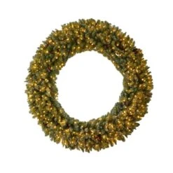 Nearly Natural 6-ft Giant Flocked Artificial Christmas Wreath With Pinecones, 400 Clear LED Lights And 920 Bendable Branches