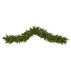 Nearly Natural 6-ft Christmas Pine Artificial Garland With 50 Warm White LED Lights And Berries