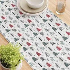 Fabric Textile Products, Inc. Table Runner, 100% Cotton, Christmas Tree Doodle Green -Sunnydaze Decor Shop fa3afff58a814253b5c3dd64e31153c3