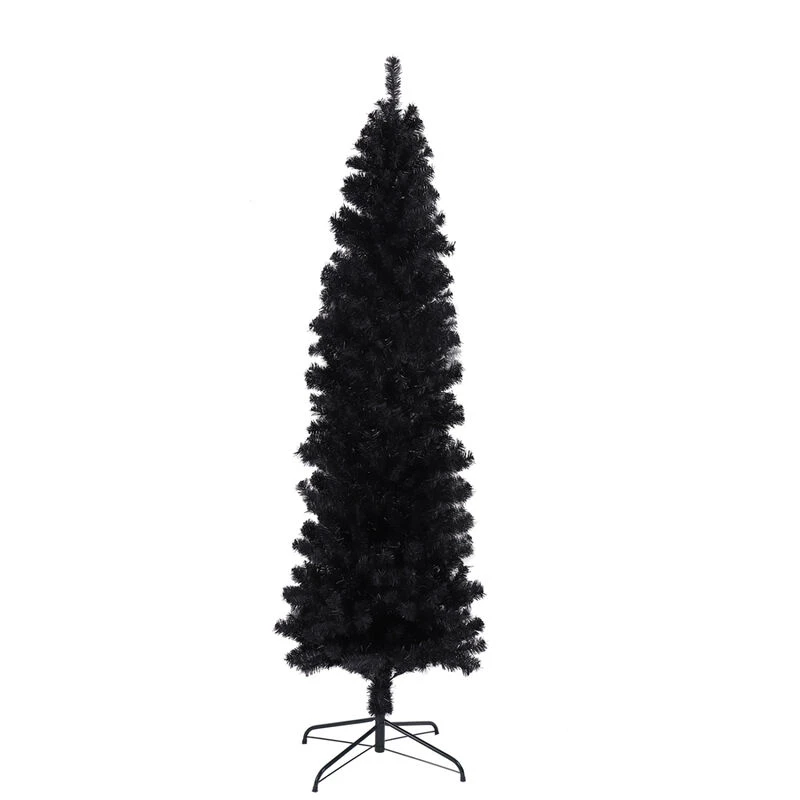 7.5FT Slim Artificial Christmas Tree Includes Foldable Metal Stand Black 1 7.5FT Slim Artificial Christmas Tree Includes Foldable Metal Stand Black