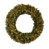 Nearly Natural 5-ft Flocked Artificial Christmas Wreath With Pinecones, 300 Clear LED Lights And 680 Bendable Branches