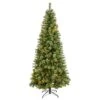 Nearly Natural 8-ft Wisconsin Slim Snow Tip Pine Artificial Christmas Tree With 600 Clear LED Lights And 908 Bendable Branches
