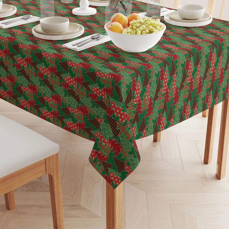 Fabric Textile Products, Inc. Square Tablecloth, 100% Polyester, Christmas Tree Patchwork Green 2 Fabric Textile Products, Inc. Square Tablecloth, 100% Polyester, Christmas Tree Patchwork Green - Image 2